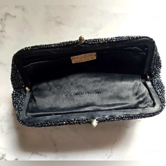Walborg, Vintage Black Seeded Bead Clutch - Picture 3 of 6
